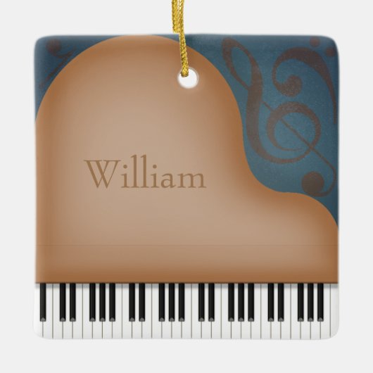 Brown Grand Piano Charming Musical Keepomwille Keramisch Ornament (Voorkant)