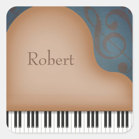 Brown Grand Piano Custom Naam Stickers (Voorkant)