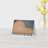 Brown Grand Piano Cute Music Custom Birthday Kaart (Gele Bloem)