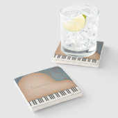 Brown Grand Piano Fanciful Persoonlijke Muziek Stenen Onderzetter (Zijkant)