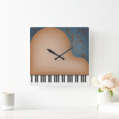 Brown Grand Piano Whimsical Music Lover's Vierkante Klok (Huis)