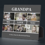 Brown Grandpa We houden van You Photo Collage Plaq Fotoplaat<br><div class="desc">Opa We houden van je Foto Collage. 6 foto's. Aanpassen. Bruine achtergrond.</div>