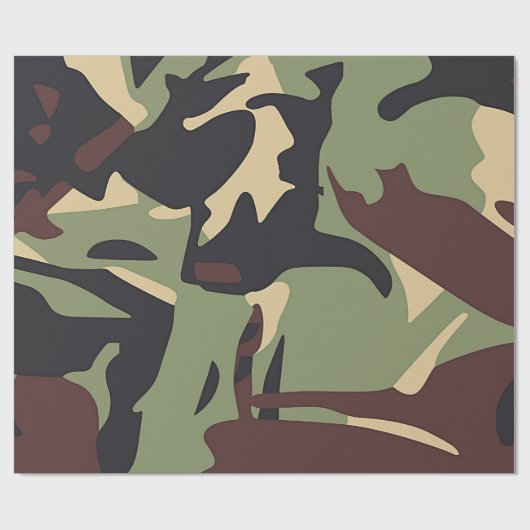 Brown Green Camo Cadeaupapier (Vlak)