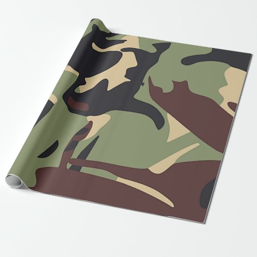 Brown Green Camo Cadeaupapier (Uitgerold)