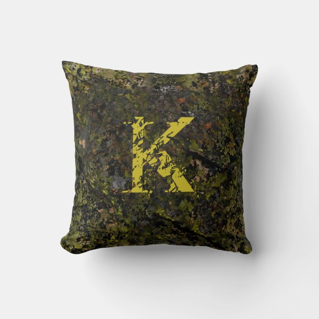 Brown Green Cracked Natural Rock - Aangepast monog Kussen (Voorkant)
