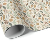 Brown Green Leaves Botanicals Men's Birthday Cadeaupapier (Rol Hoek)