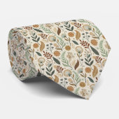 Brown Green Leaves Botanicals Wedding Groom Men's Stropdas (Opgerold)