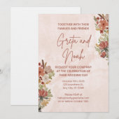 Brown Green Watercolor Floral Wedding Invitation Kaart (Voorkant / Achterkant)