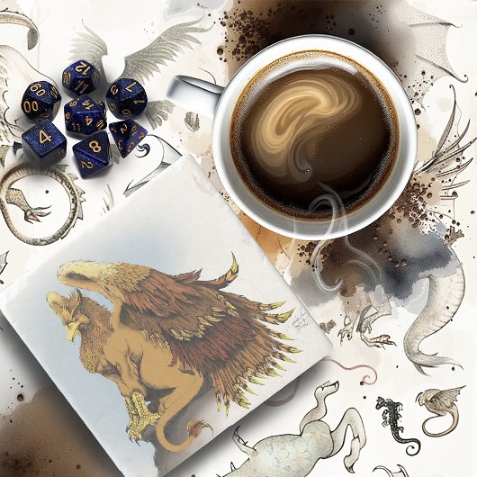 Brown Griffin Fantasy Stenen Onderzetter