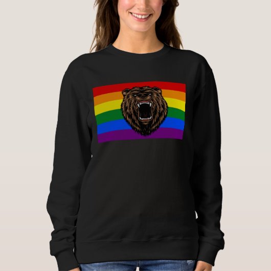 Brown Grizzly Bear Love Gay Pride Flag Wild Forest Trui (Voorkant)