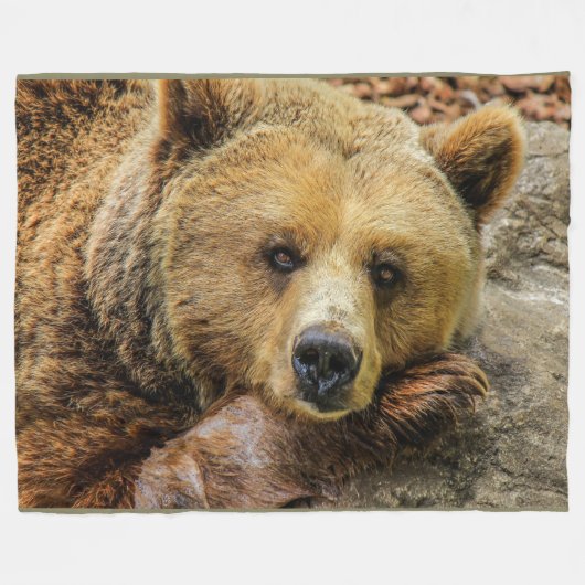 Brown Grizzly Beer op Fleece Blanket (Voorkant (Horizontaal))