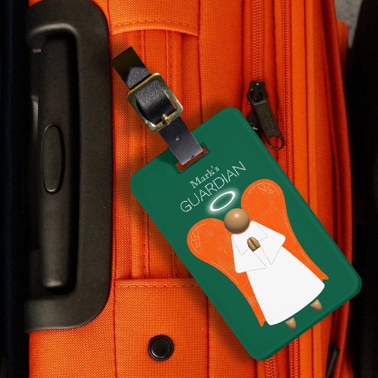 Brown Guardian Angel (dubbelzijdig) Bagagelabel