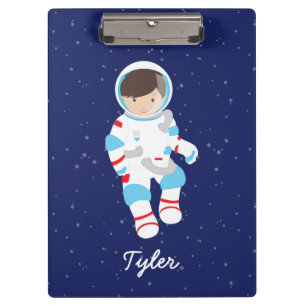Brown Hair Astronaut in de ruimte Klembord