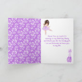 Brown Hair Ballerina Paars Birthday Dank je wel au Bedankkaart (Binnen)