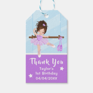Brown Hair Ballerina Paars Birthday Dank je wel Cadeaulabel