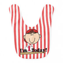 Brown Hair Baseball 1e verjaardag Bib