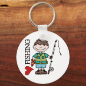 Brown Hair Boy I Love Vist Sleutelhanger (Voorkant)