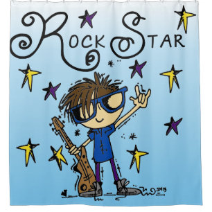 Brown Hair Boy Rock Star Music Douchegordijn