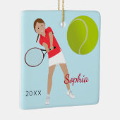 Brown Hair Braid Tennis Player Keepslag Keramisch Ornament (Rechts)