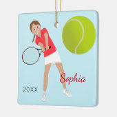 Brown Hair Braid Tennis Player Keepslag Keramisch Ornament (Links)