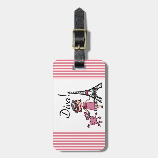 Brown Hair Diva Bagagelabel (Voorkant verticaal)