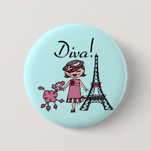 Brown Hair Diva Ronde Button 5,7 Cm