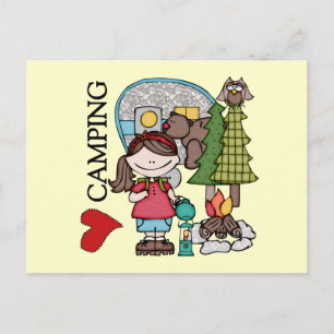 Brown Hair Girl I Love Camping Briefkaart