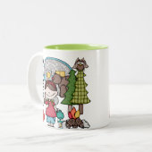 Brown Hair Girl I Love Camping Tweekleurige Koffiemok (Voorkant links)