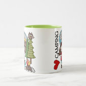 Brown Hair Girl I Love Camping Tweekleurige Koffiemok (Center)