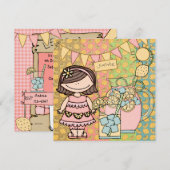 Brown Hair Girl Summer Lemonade Birthday Invite Kaart (Voorkant / Achterkant)