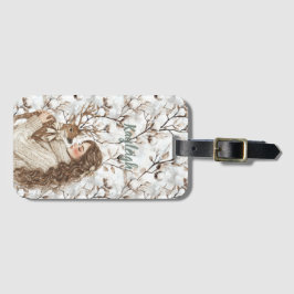 Brown Hair Girl with Deer Bagagelabel