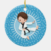 Brown Hair Karate Boy Judo Martial Arts Keramisch Ornament (Achterkant)