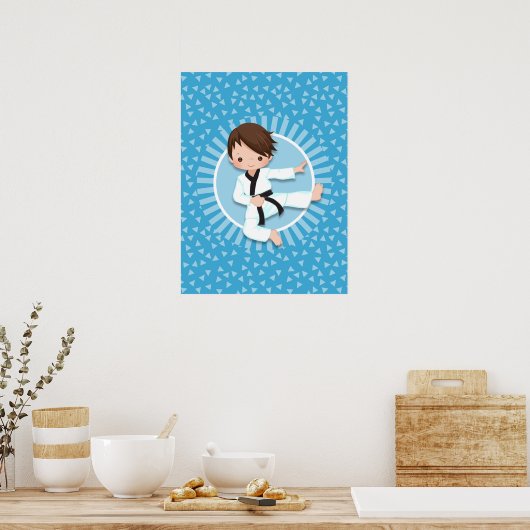 Brown Hair Karate Boy Judo Martial Arts Poster (Keuken)