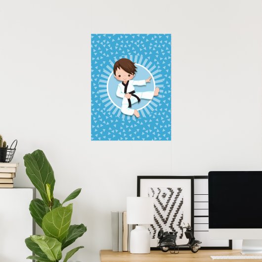 Brown Hair Karate Boy Judo Martial Arts Poster (Thuiskantoor)