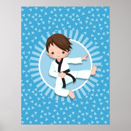 Brown Hair Karate Boy Judo Martial Arts Poster (Voorkant)