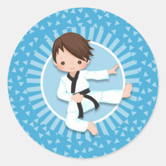 Brown Hair Karate Boy Judo Martial Arts Ronde Sticker