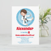 Brown Hair Karate Judo Boys Birthday Kaart (Staand voorkant)