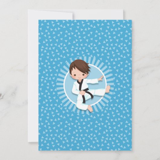 Brown Hair Karate Judo Boys Birthday Kaart (Achterkant)