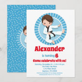 Brown Hair Karate Judo Boys Birthday Kaart (Voorkant / Achterkant)