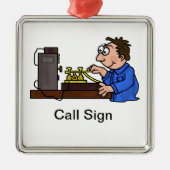 Brown Hair Male Morse Code Ham Kerstversiering Metalen Ornament (Voorkant)