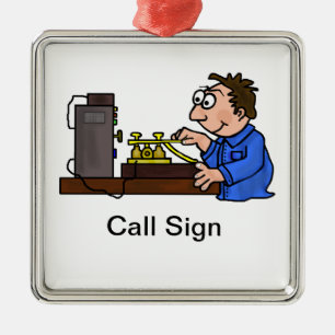 Brown Hair Male Morse Code Ham Kerstversiering Metalen Ornament