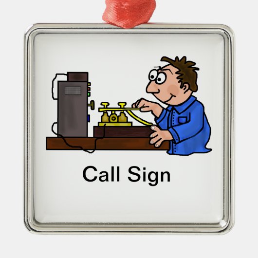 Brown Hair Male Morse Code Ham Kerstversiering Metalen Ornament (Voorkant)