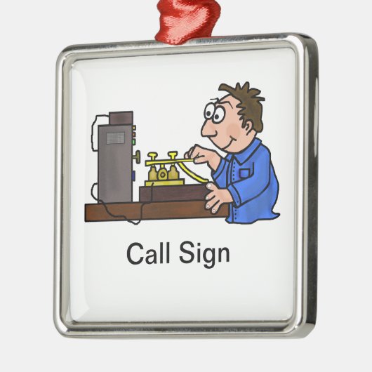 Brown Hair Male Morse Code Ham Kerstversiering Metalen Ornament (Links)