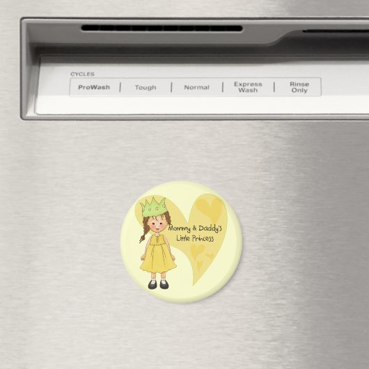 Brown Hair mama en papa's prinses Magneet (Insitu (Vaatwasser))