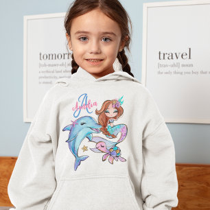 Brown Hair Mermaid Custom Kinder Name Pink Girl