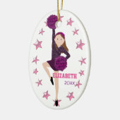 Brown Hair Pom Squad Persoonlijke keepomwille Keramisch Ornament (Links)