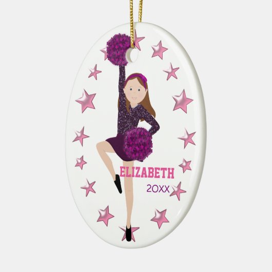 Brown Hair Pom Squad Persoonlijke keepomwille Keramisch Ornament (Links)