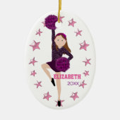 Brown Hair Pom Squad Persoonlijke keepomwille Keramisch Ornament (Voorkant)