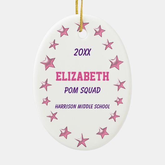 Brown Hair Pom Squad Persoonlijke keepomwille Keramisch Ornament (Achterkant)