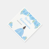 Brown Hair Princess Blue Floral Quinceanera Servet (Hoek)